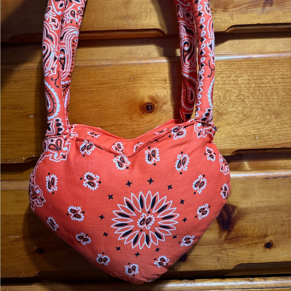Paisley Heart-Shaped Orange Bag